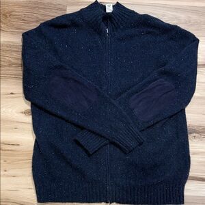 L.L. Bean Men's Dark Blue Zip-Up Sweater Cashmere